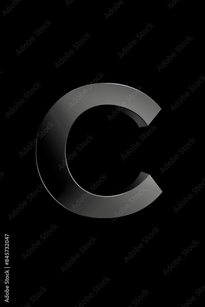 Poster A close-up view of the letter C on a black background, ideal for use in typography and design projects