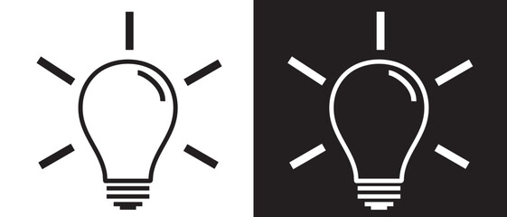 Light bulb icon. Silhouette of light bulb. Flat Light bulb on white background. Vector illustration.