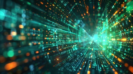 Fototapeta premium Digital technology speed connect blue green background, cyber nano information