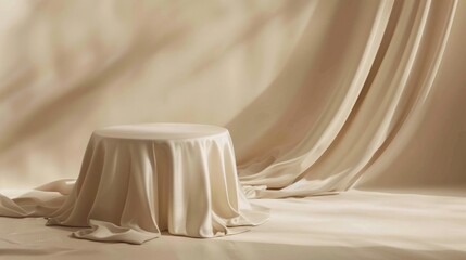 A simple white table setting with a white cloth