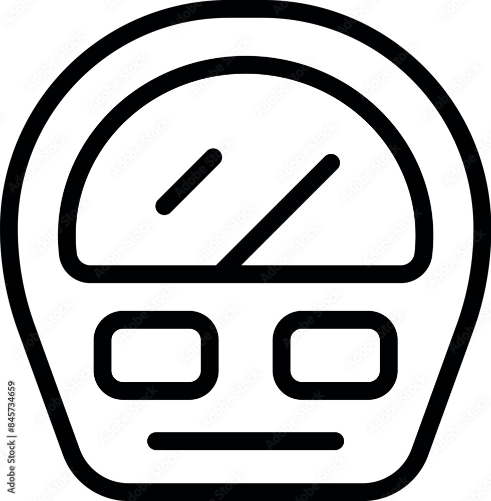 Poster simple line icon of a speedometer with its needle pointing at the maximum speed