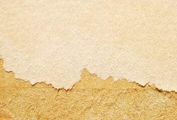 A sheet of brown recycled fibrous craft torn paper texture as background
