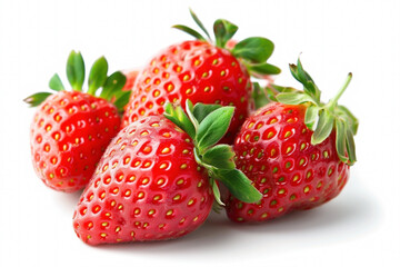 Fresh ripe strawberry fruits on a white background