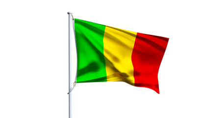 Waving flag of mali isolated on transparent background.