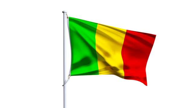Waving flag of mali isolated on transparent background.