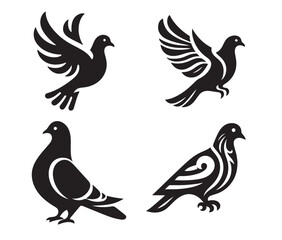 illustration of a pigeon silhouette vector art Illustration