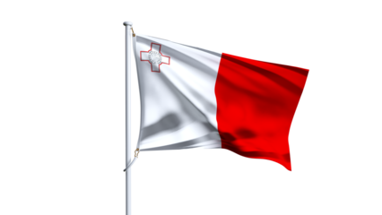 Waving flag of malta isolated on transparent background.