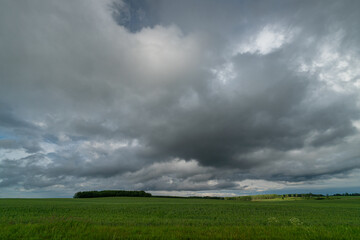 storm clouds over the field