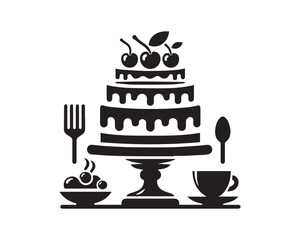 birthday cake Silhouette Illustration Vector Graphic Design Art Shadow Shape design