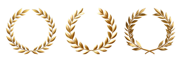 PNG Golden laurel wreaths for victory set