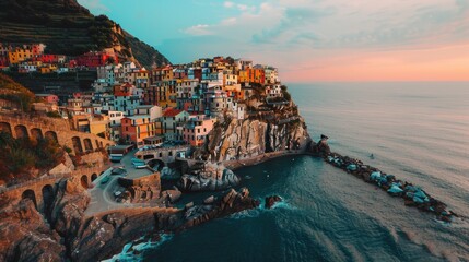 Fototapeta premium Italy. Beautiful Landscape of Cinque Terre National Park, Ideal Holiday Destination in Europa