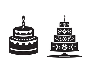 birthday cake Silhouette Illustration Vector Graphic Design Art Shadow Shape design