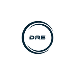 DRE logo. D R E design. White DRE letter. DRE, D R E letter logo design. D R E letter logo design in FIVE, FOUR, THREE, style. letter logo set in one artboard. D R E letter logo vector design.