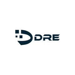 DRE logo. D R E design. White DRE letter. DRE, D R E letter logo design. D R E letter logo design in FIVE, FOUR, THREE, style. letter logo set in one artboard. D R E letter logo vector design.