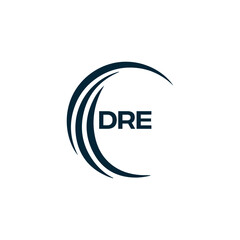 DRE logo. D R E design. White DRE letter. DRE, D R E letter logo design. D R E letter logo design in FIVE, FOUR, THREE, style. letter logo set in one artboard. D R E letter logo vector design.
