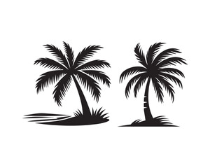 coconut tree Silhouette Illustration Vector Graphic Design Art Shadow Shape design