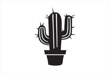 Cartoon cactus silhouette vector  illustration