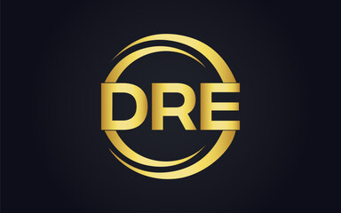 DRE logo. D R E design. White DRE letter. DRE, D R E letter logo design. D R E letter logo design in FIVE, FOUR, THREE, style. letter logo set in one artboard. D R E letter logo vector design.