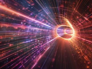 Fototapeta premium Cosmic Rays Curved lines radiating out from a central point, resembling cosmic rays or light beams