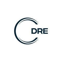 DRE logo. D R E design. White DRE letter. DRE, D R E letter logo design. D R E letter logo design in FIVE, FOUR, THREE, style. letter logo set in one artboard. D R E letter logo vector design.