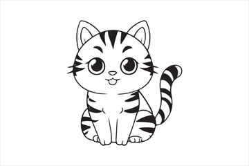 Cute cat black and white vector