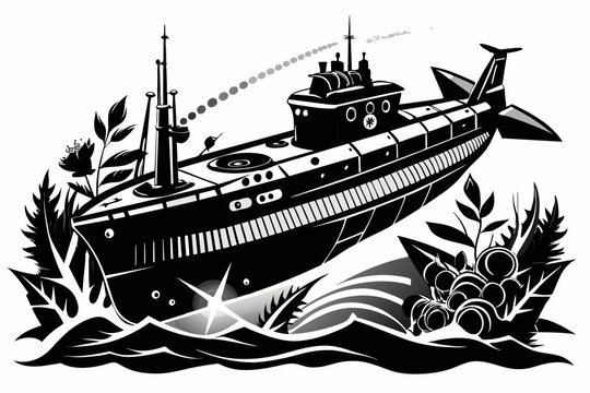 recommend clip art: Submarine silhouette vector illustration 