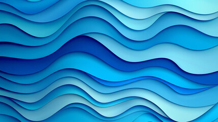 Blue abstract background in paper cut style, Layers of paper wavy water for World Oceans Day ,Earth posters template