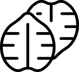 Two walnut halves showing the internal structure of the nut