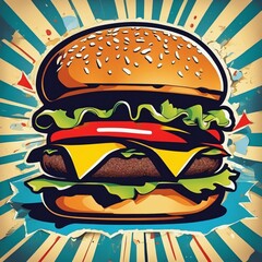 Cartoon style hamburger image