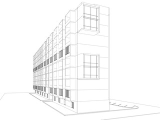 Modern architecture building 3d illustration