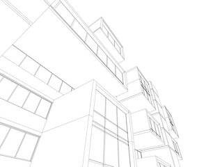 Modern architecture building 3d illustration