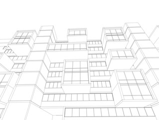 Modern architecture building 3d illustration