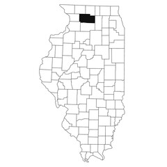Map of ogle County in Illinois state on white background. single County map highlighted by black colour on Illinois map. UNITED STATES, US