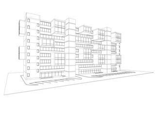 Modern architecture building 3d illustration