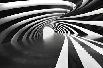 Monochrome Contrast Black and white curved lines creating a highcontrast, striking visual effect
