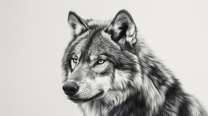 Fototapeta premium Black and White Wolf Illustration