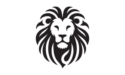 A Lion  head  Vector silhouette illustration with  minimalist logo design
