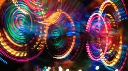 Colorful festival lights illuminating the night at Summerfest