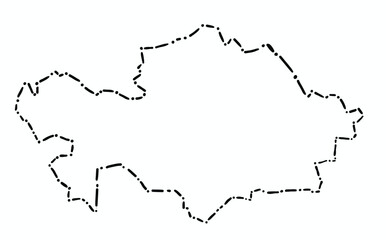 Doodle freehand dash line drawing of Kazakhstan map.