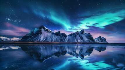 Naklejka premium A nightscape of northern light