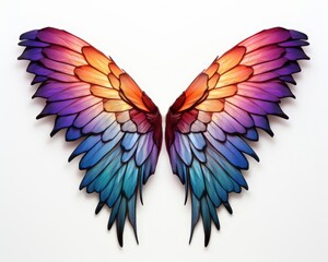 Obraz premium Vibrant, colorful butterfly wings with a gradient of red, orange, purple, and blue hues. Perfect for artistic and nature-themed projects.