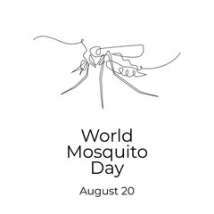 World Mosquito Day line art vector design. vector eps 10. continuous line.