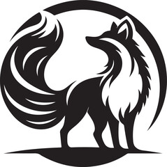 Fox Silhouette Vector, on white background, isolated, fox logo icon symbol illustration black color