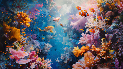 Fototapeta premium colorful fish in the sea with beautiful coral reefs