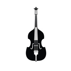 Fototapeta premium stringed instrument logo illustration, double bass silhouette suitable for music stores and communities