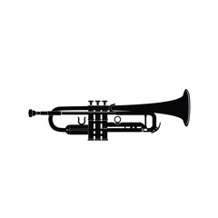 Naklejka premium wind instrument logo illustration, trumpet silhouette suitable for music stores and communities