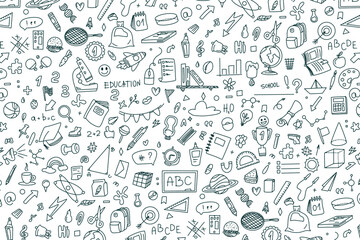 Back to school doodle pattern. vector graphics with school elements. Pattern for notebooks, textiles and paper. Education concept.