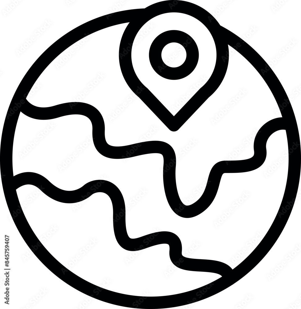 Poster global positioning system tracking location on planet earth icon