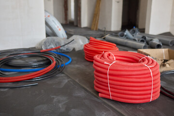 Colorcoded water supply pipe installation in buildings ensures modern plumbing system