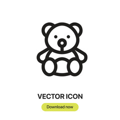 Teddy Bear icon vector. Linear-style sign for mobile concept and web design. Teddy Bear symbol illustration. Pixel vector graphics - Vector.	
